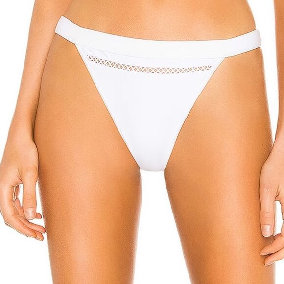 Tularosa Zilla bikini bottom white lattice cut-out swim high cut hi-cut Medium - Picture 1 of 5